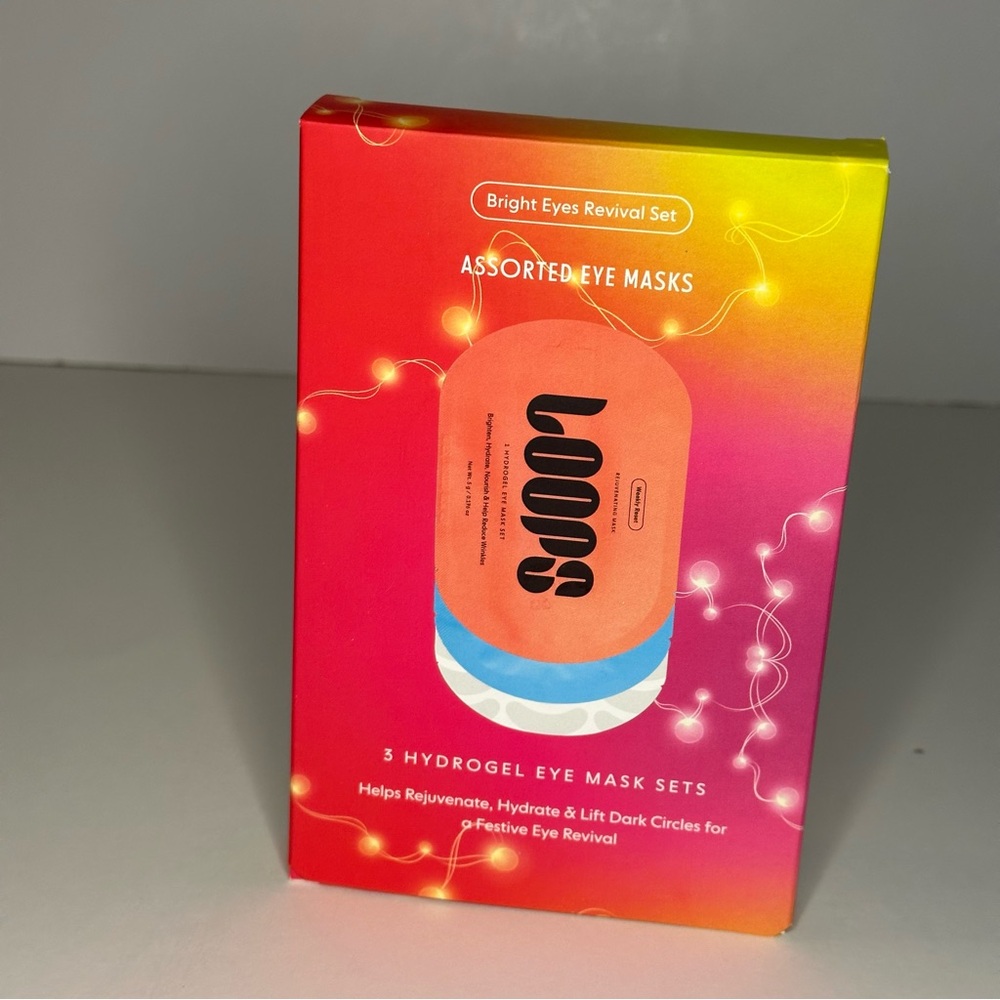 LOOPS Bright Eyes Revival Set Assorted Masks 3 Hydrogel Eye Mask Gift Set NEW